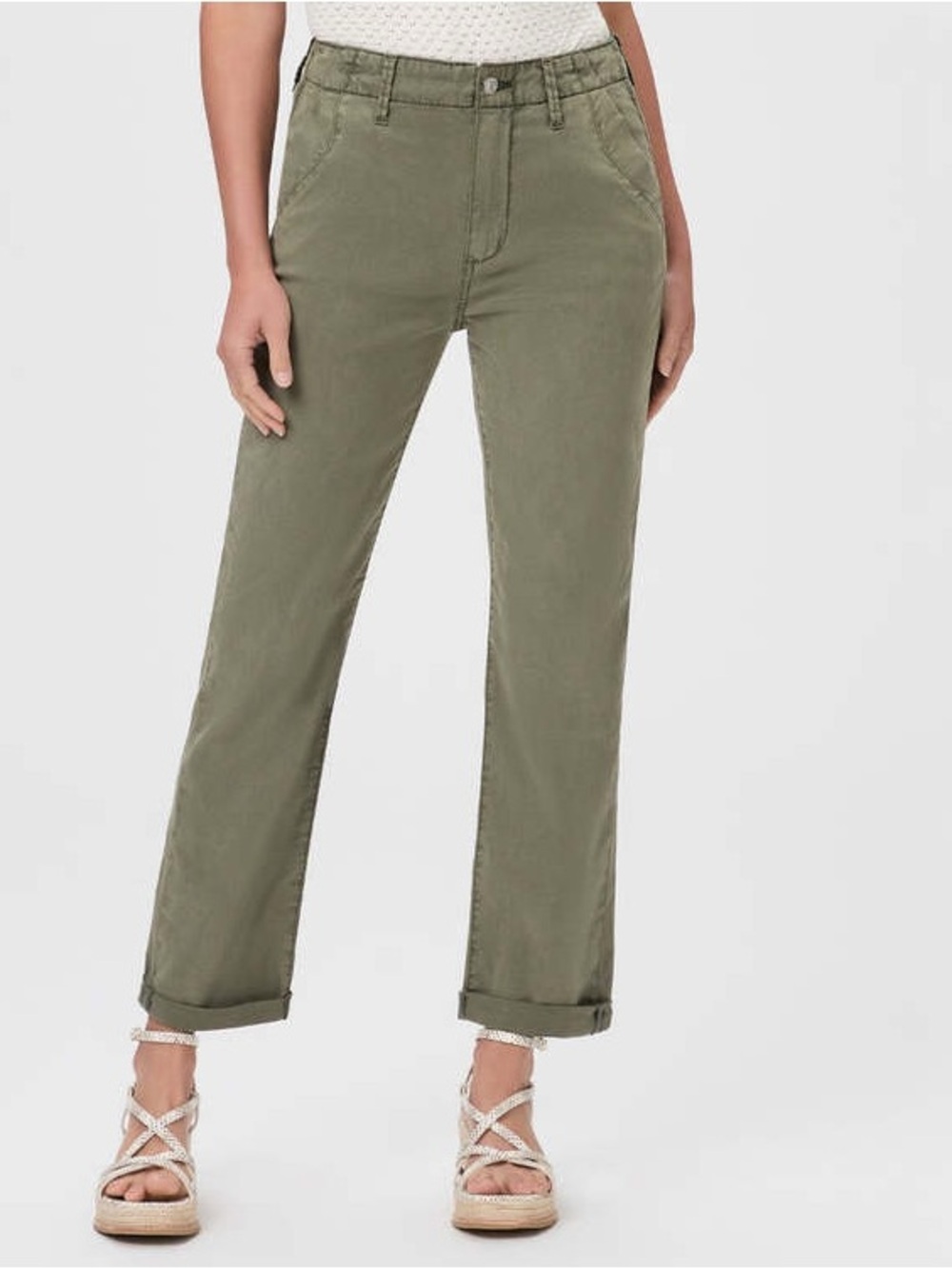 PAIGE Drew Vintage Ivy Green Straight-Leg Women's Pants - 25